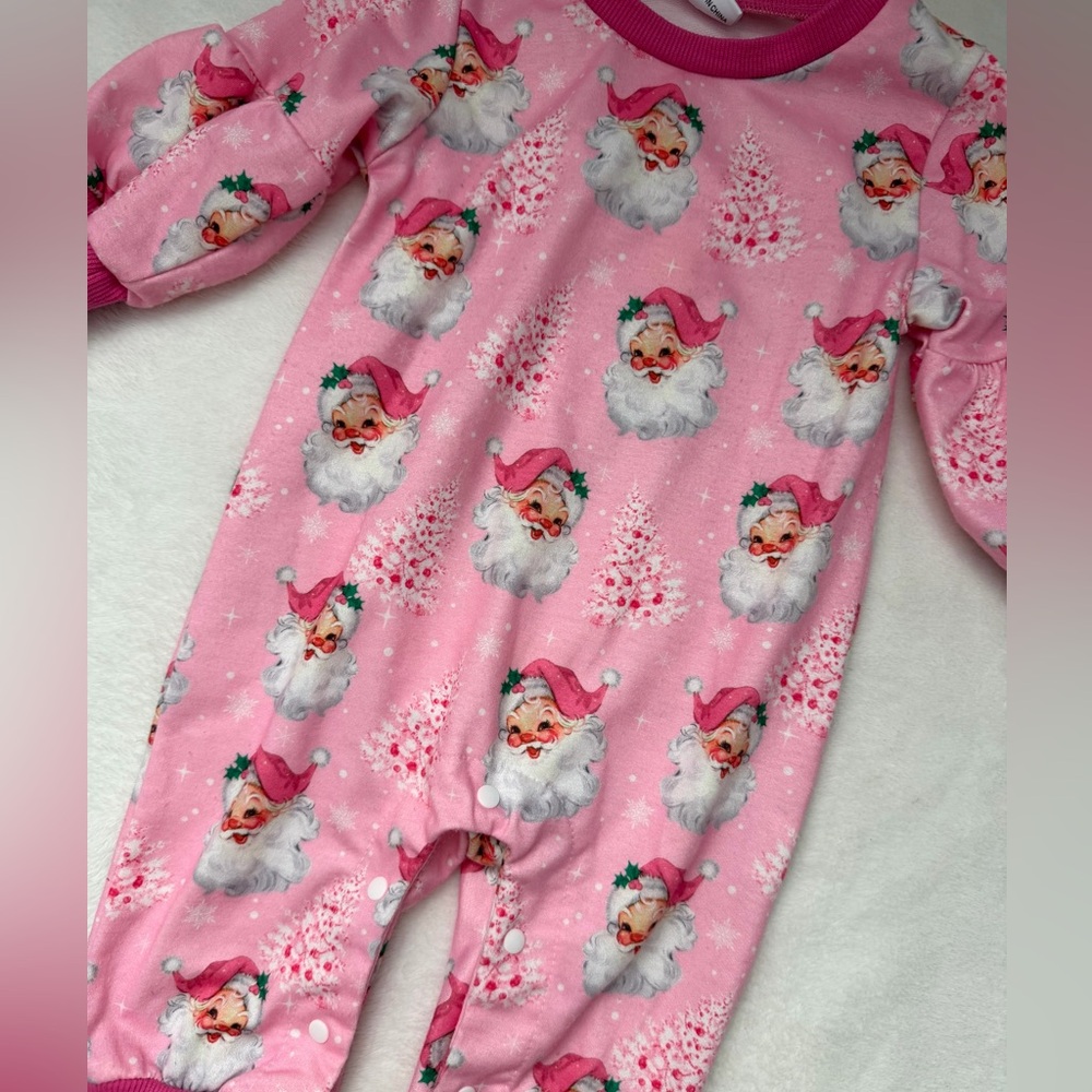 Pink Santa Claus Christmas Baby Romper